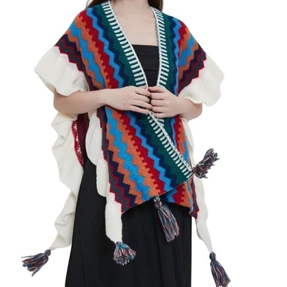 NIFTRIRY Wrap Poncho Cape Cardigan Sweater with Open Front One Size New with Tag - Picture 5 of 8